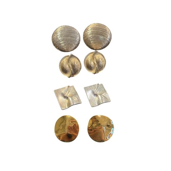 Vintage Gold/Silver Tone Clip-On Earrings - Picture 1 of 2